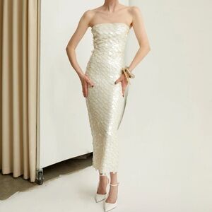 New Arrivals Phoenix Strapless inI ANÉMONES BLANCHES Dress size M